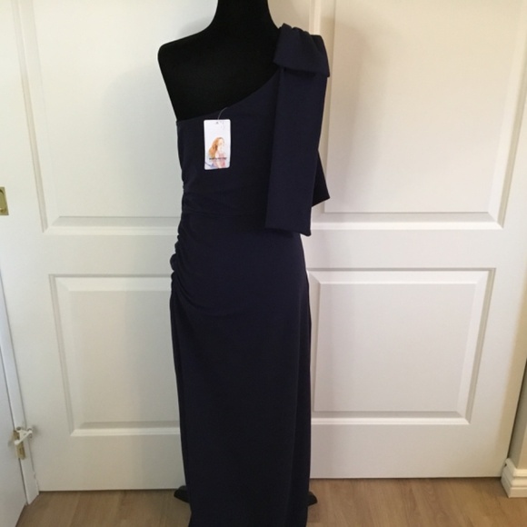 Women's One Shoulder Long Formal Sleeveless Ruched Bodycon Dress - Picture 6 of 9